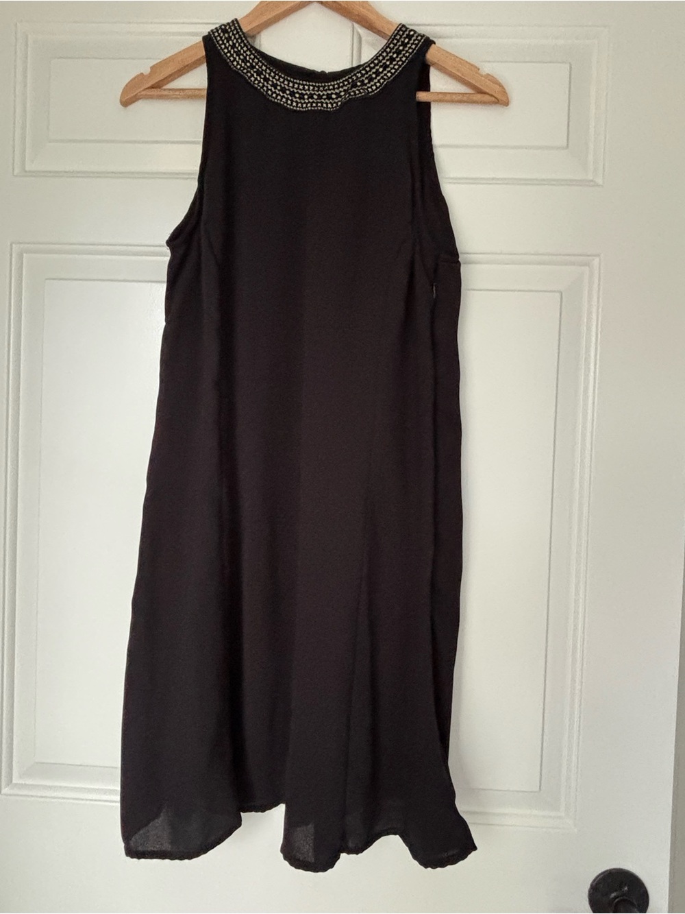 Old Navy Black Midi Dress with Beaded Collar